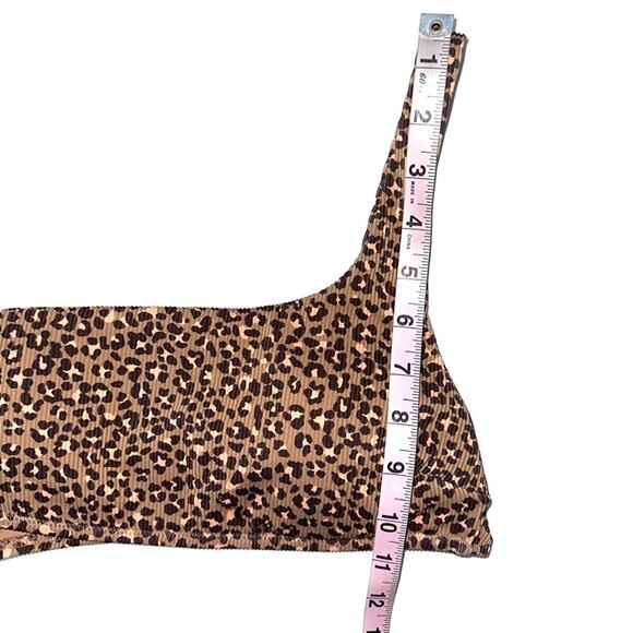 Aerie Leopard Print One Shoulder Wrap Bandeau Bikini Top Size Small - Picture 12 of 12